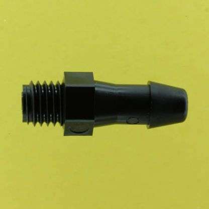 012502 (Adapters - Thread: 1/4"-28 UNF  Barb: 3/16"  Material: Black Nylon)