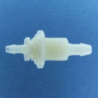 1314307 (Reduction Barbed Bulkheads - Thread: 1/4" NPSM  Barb1: 3/16"  Barb2: 1/8"  Material: Natural Nylon)