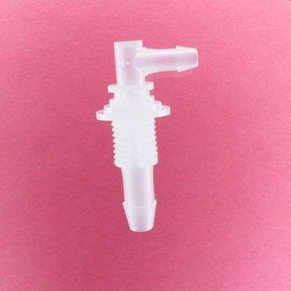 1338505 (Reduction Barbed Bulkhead Elbows - Thread: 1/4 NPSM  Barb1: 1/4"  Barb2: 5/32"  Material: Polypropylene)