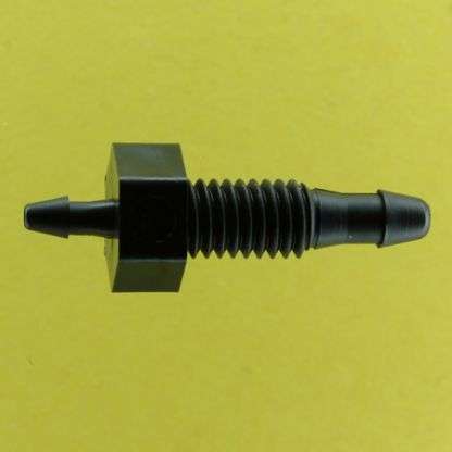 136102 (Reduction Barbed Bulkheads - Thread: 10-32 UNF  Barb1: 3/32"  Barb2: 1/16"  Material: Black Nylon)