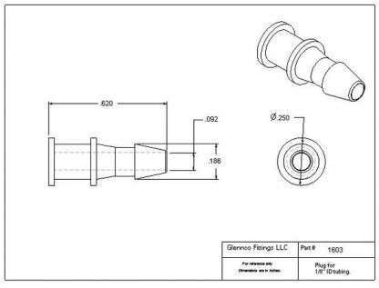 160305 (Tube Plugs - Barb: 1/8"  Material: Polypropylene)