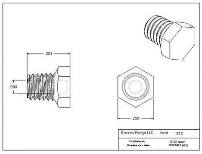 161205 (Threaded Plugs - Thread: 10-32 Taper  Material: Polypropylene)